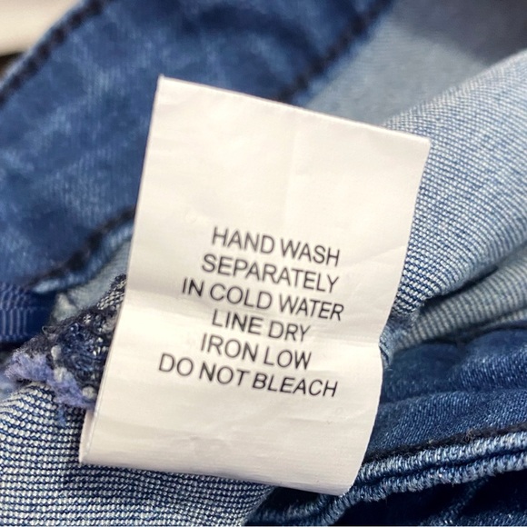 WILD HONEY button front pockets cotton polyester blend denim jean mini skirt S - Picture 5 of 5